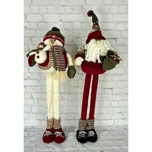 2 Matching Extendable 23”- 35” Plaid Fleece Standing Christmas Figures Greeters